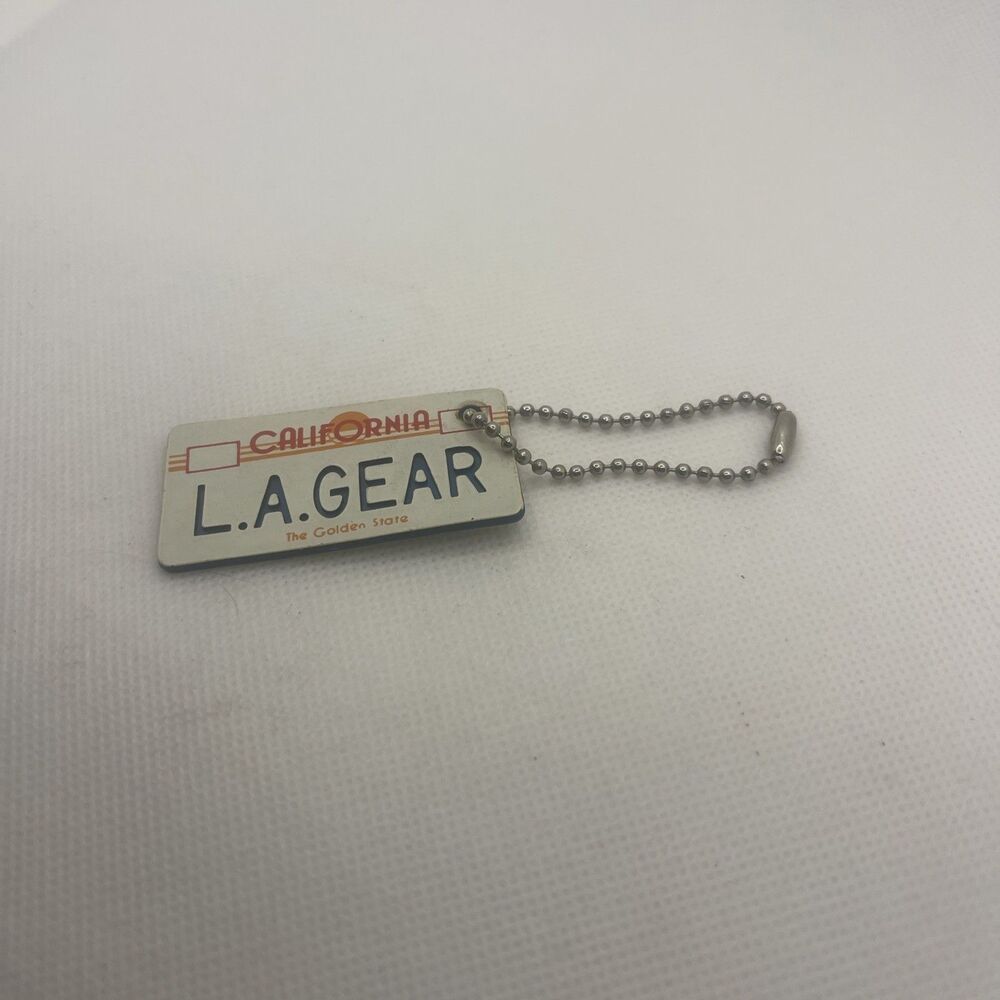 Vintage LA Gear California License Plate Key Chain Retro Shoe Tag 90s